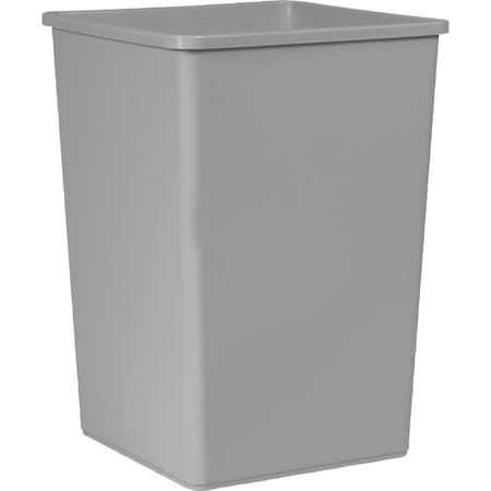 Rubbermaid Commercial 35 gal Square Indoor Plastic Can, Gray, Linear Low-Density Polyethylene (LLDPE), 19.5 in RCP3958GY
